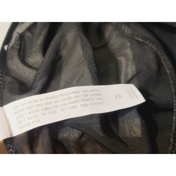 Auden Women's XS Mesh Long Sleeve Bodysuit Stretch Black Snap Close Transparent - Picture 6 of 9